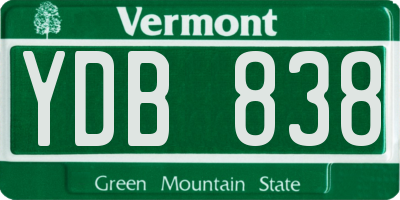 VT license plate YDB838