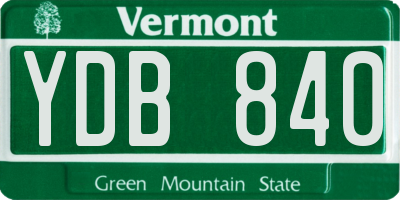 VT license plate YDB840