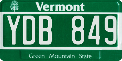 VT license plate YDB849