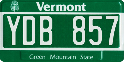 VT license plate YDB857