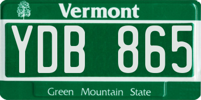 VT license plate YDB865
