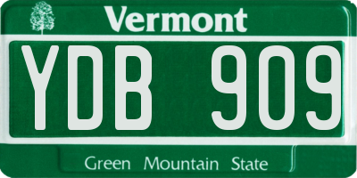 VT license plate YDB909