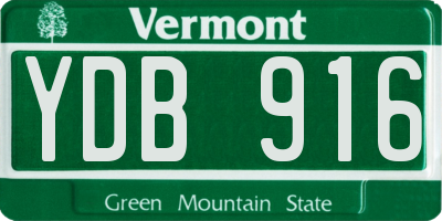 VT license plate YDB916