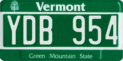 VT license plate YDB954