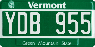 VT license plate YDB955