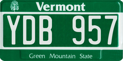 VT license plate YDB957