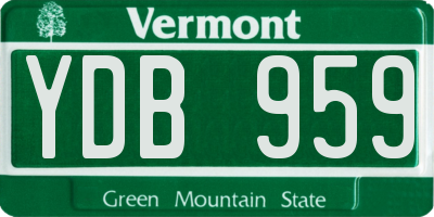 VT license plate YDB959