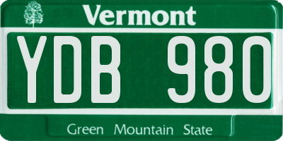 VT license plate YDB980