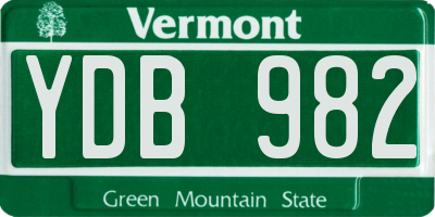 VT license plate YDB982
