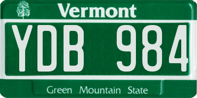 VT license plate YDB984