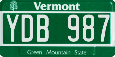 VT license plate YDB987