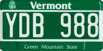 VT license plate YDB988