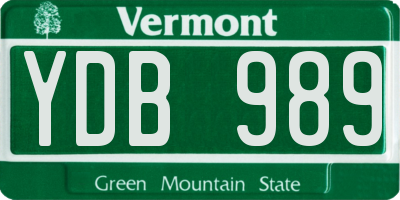 VT license plate YDB989