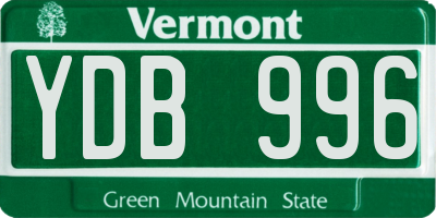 VT license plate YDB996