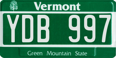 VT license plate YDB997