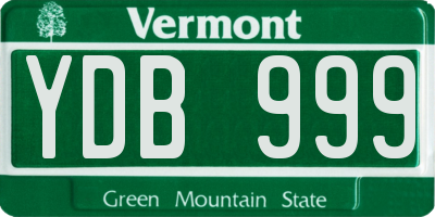 VT license plate YDB999