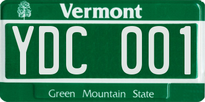 VT license plate YDC001