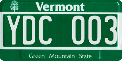VT license plate YDC003