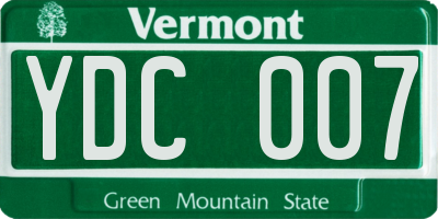 VT license plate YDC007