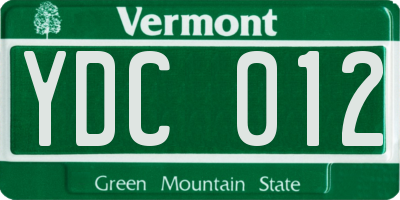 VT license plate YDC012