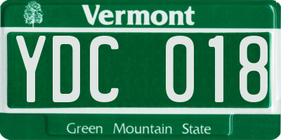 VT license plate YDC018