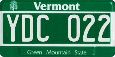 VT license plate YDC022