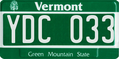 VT license plate YDC033