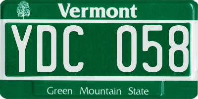 VT license plate YDC058