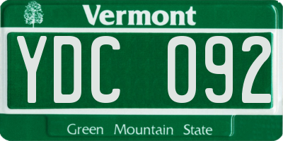 VT license plate YDC092