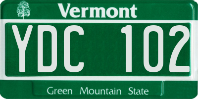 VT license plate YDC102