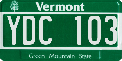 VT license plate YDC103