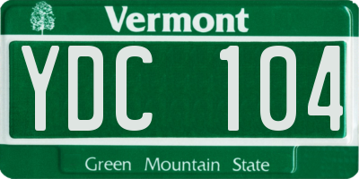 VT license plate YDC104