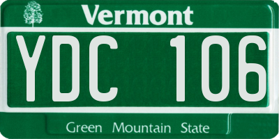 VT license plate YDC106