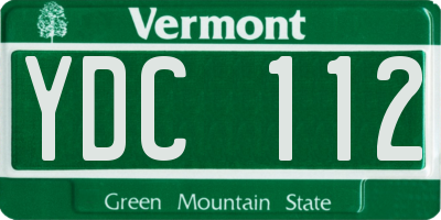 VT license plate YDC112