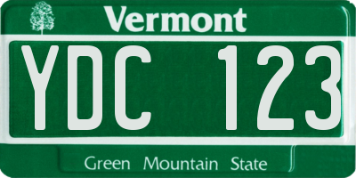 VT license plate YDC123