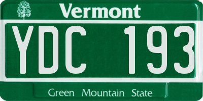 VT license plate YDC193