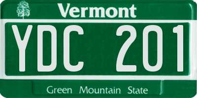 VT license plate YDC201