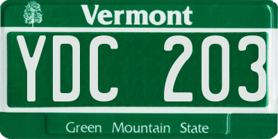 VT license plate YDC203