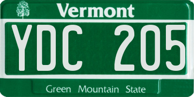 VT license plate YDC205