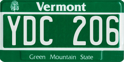 VT license plate YDC206