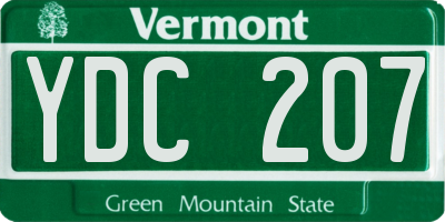 VT license plate YDC207