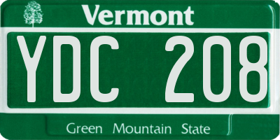 VT license plate YDC208