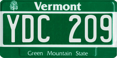 VT license plate YDC209