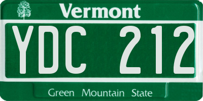 VT license plate YDC212