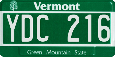VT license plate YDC216