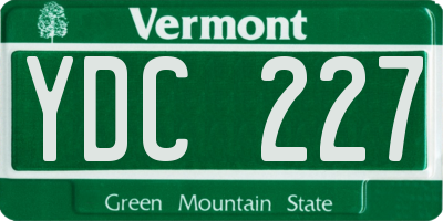 VT license plate YDC227