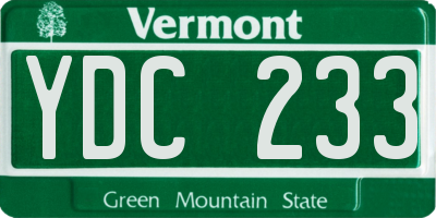 VT license plate YDC233