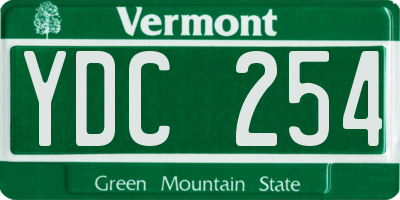 VT license plate YDC254