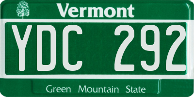 VT license plate YDC292
