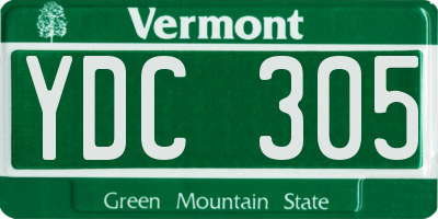 VT license plate YDC305